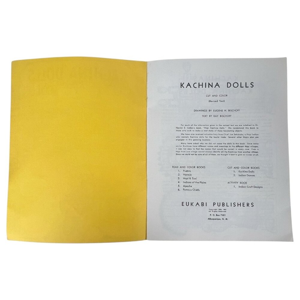 Vintage 1952 Kachina Dolls Cut & Color Paper Doll Book By Eukabi Publishers USA - Picture 2 of 6